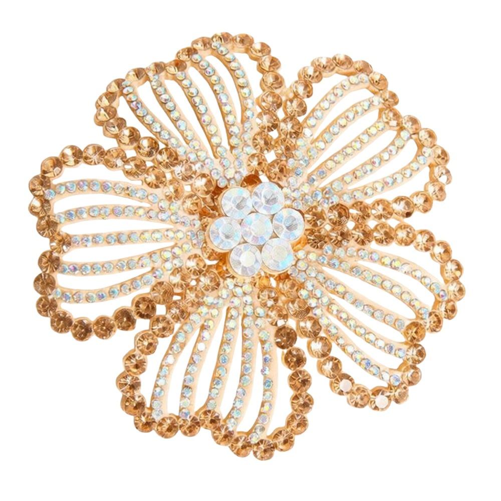 Fashion 8cm Rhinestone Brooch DIY Exquisite Flower Brooch Flower Clothing Patch Clothing Accessories