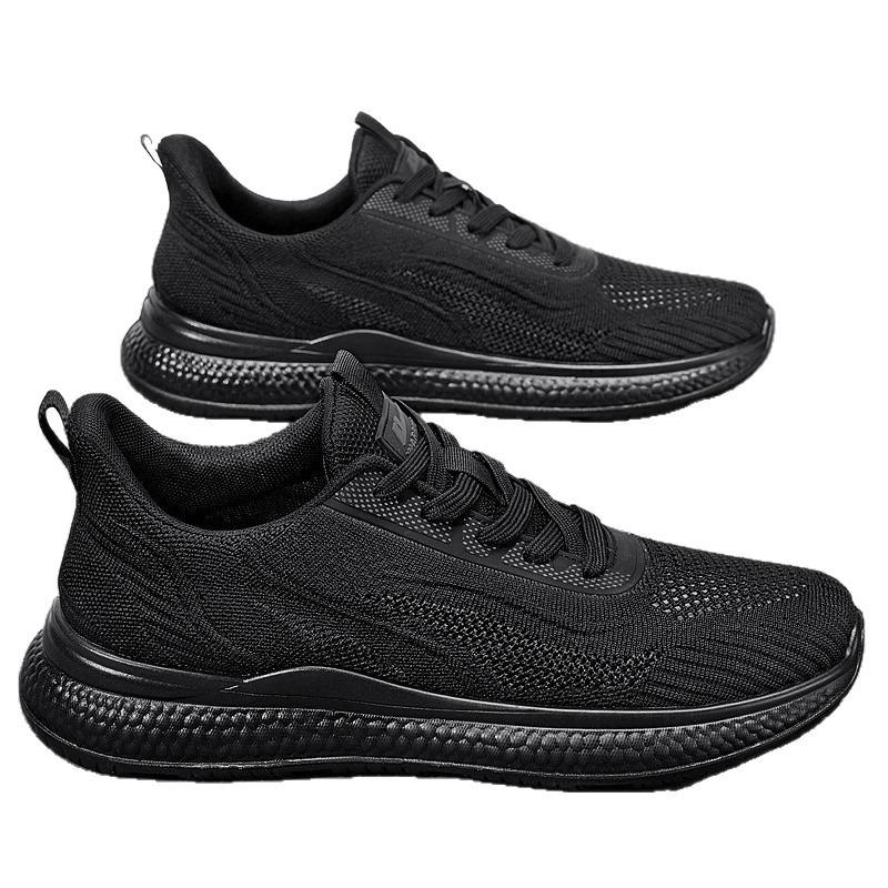 Men's Shoes Sports Shoes New Mesh Breathable Fashion Men's Shoes Low-top Lace-up Casual Single Shoes Solid Color Dad Shoes