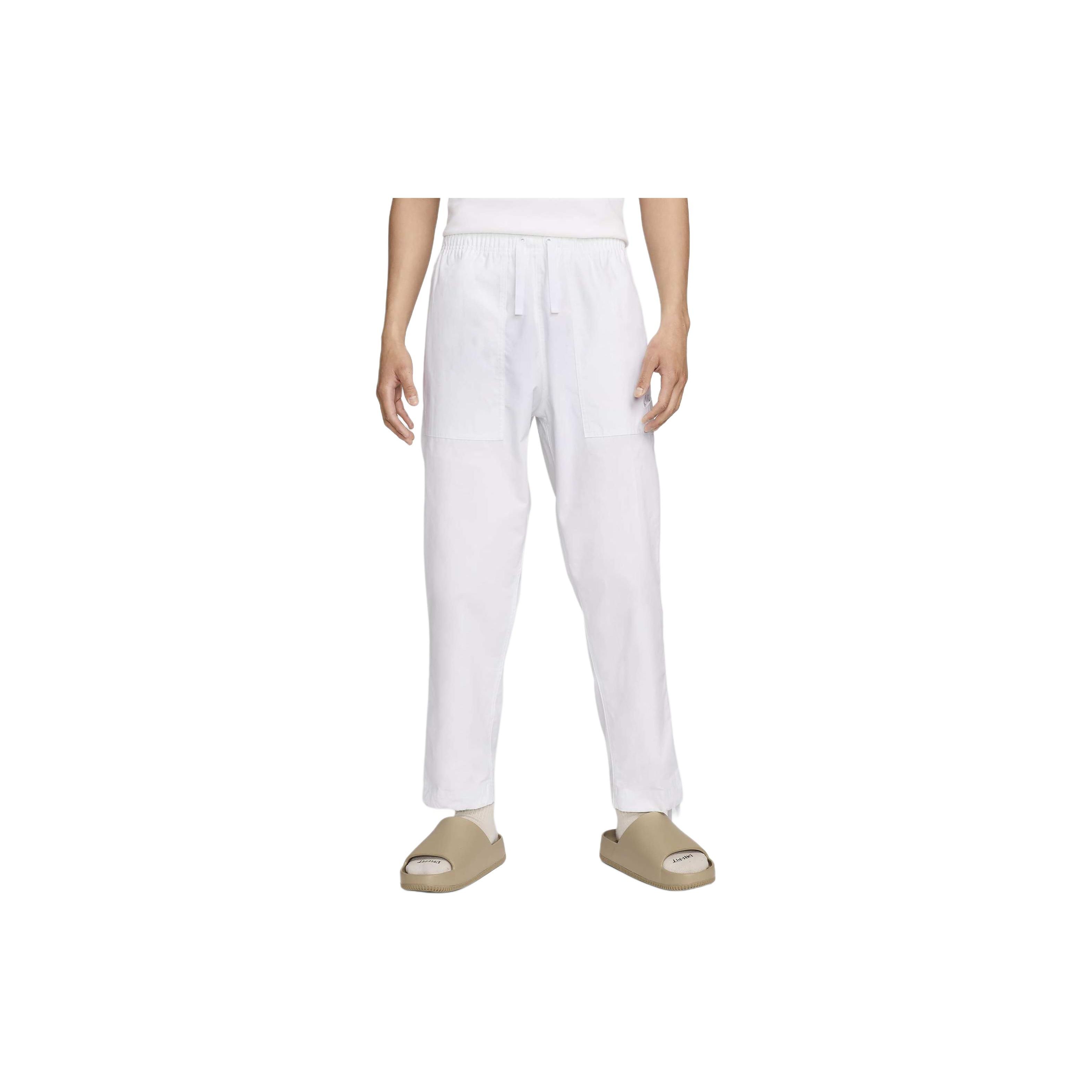 

Nike Мужские трикотажные спортивные брюки на шнуровке, со средней посадкой, однотонные, прямого кроя, белые FN3097-100 L