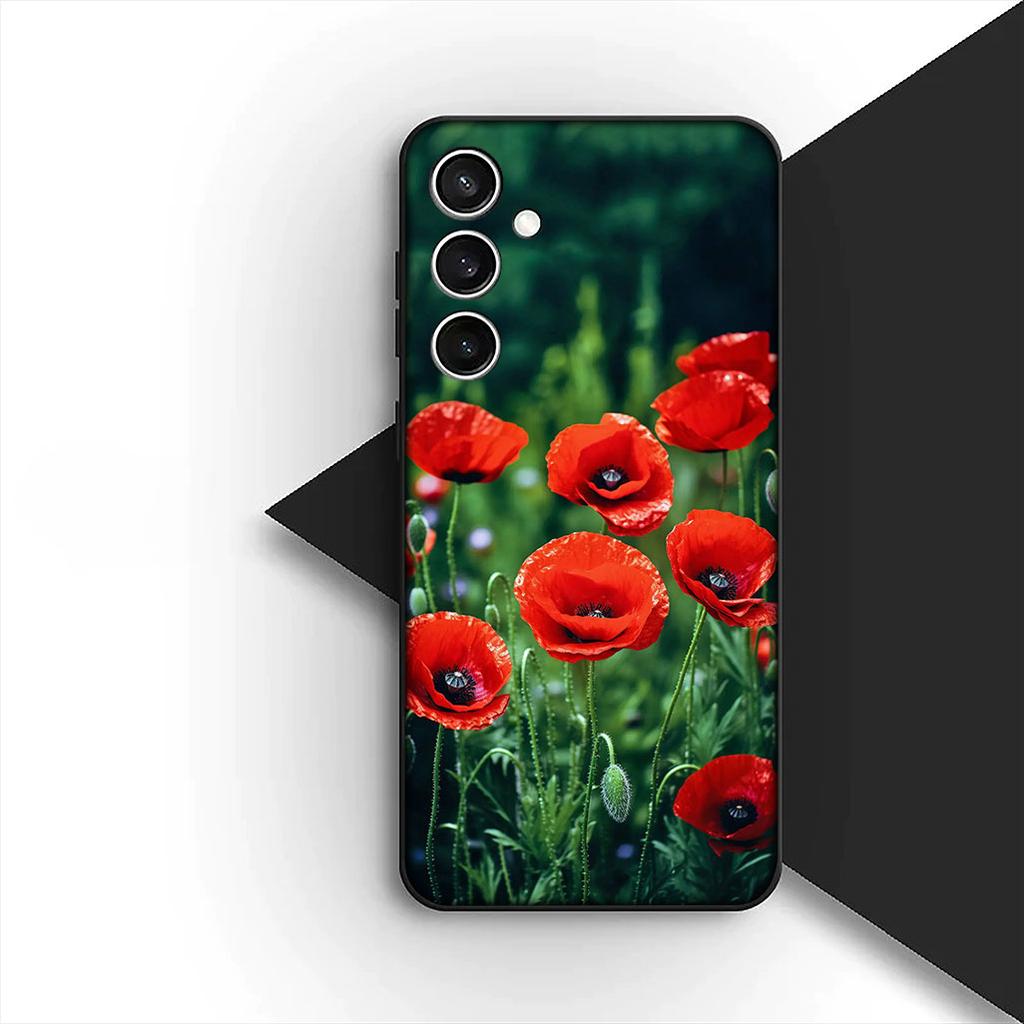 Cover for Xiaomi Redmi Note 12 11 10 A3 Pro 10A 10C 12C Note12 5G 4G Casing Silicone Phone Case Poppy Flower Bloom Rose