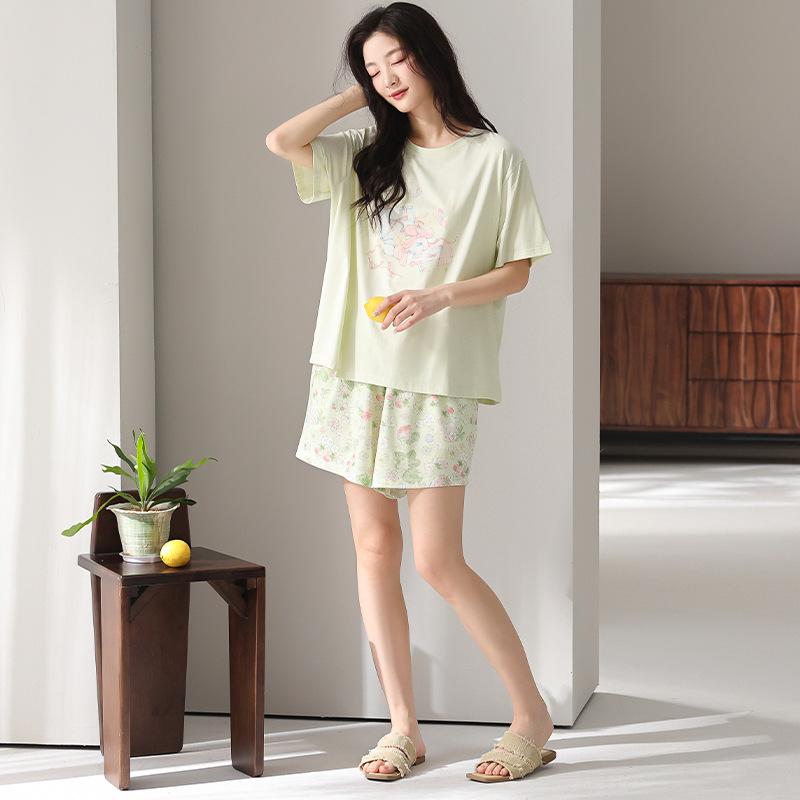 Pajamas women's spring and summer modal pullover short-sleeved shorts 1011 new Korean version fashion loungewear set