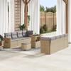 VidaXL 11-Piece Garden Sofa Set with Cushions In Beige Poly Rattan and Acacia 3363152
