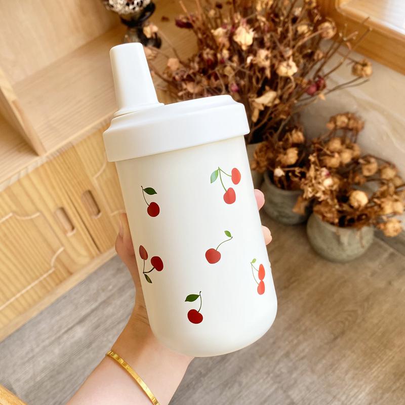 Kawaii Cherry Thermos Cup Cute Boba Water Bottle With Straw Cover Cap Portable Coffee Cup Tumbler Stainless Steel Cups 500/850ml