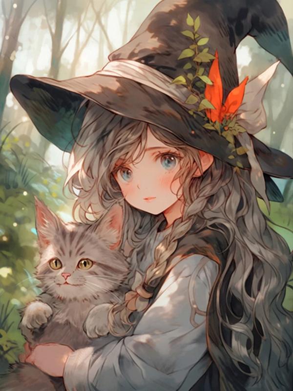 

Котята и милые маленькие девочки Личность DIY Полная дрель Алмазная декоративная картина Full Round 20x30CM темные хаки