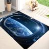 Space Capsule Galaxy View Door Mat, 3D Universe Visual Illusion Rug, Non-Slip Washable Decor Carpet for Game Room Patio