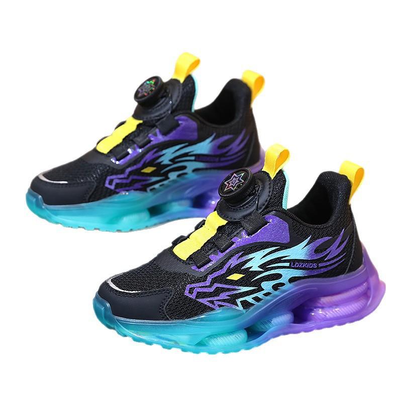 Boys Winter Warm Fleece-Lined Sneakers With Rotating Buckle Closure Basketball Running Indoor Sports