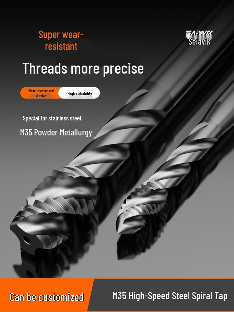 Cobalt High-Speed Steel CNC Spiral Tap, M2-M16, Stainless Steel M4*0.7