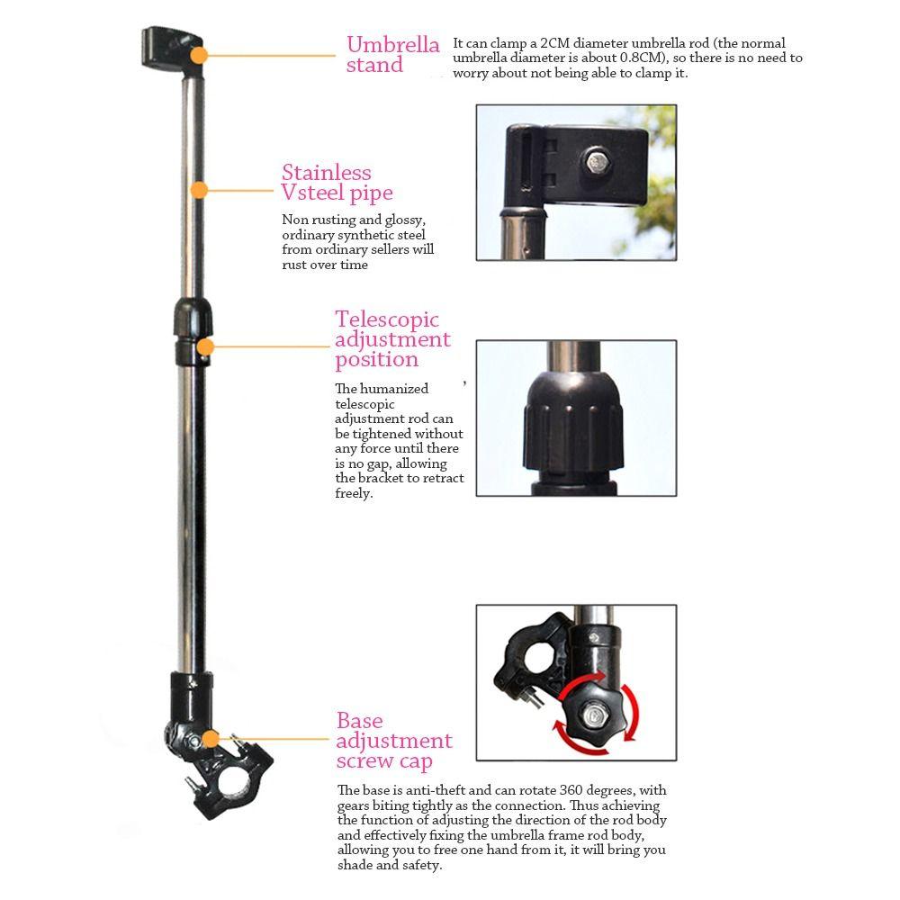 Stainless Steel Umbrella Stands Adjustable Rain Gear Tool Umbrella Connector  Wheelchair