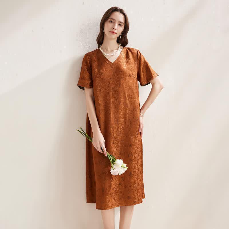 Zhaojun Women's Chinese Style Silk Blend Reversible Printed Dress