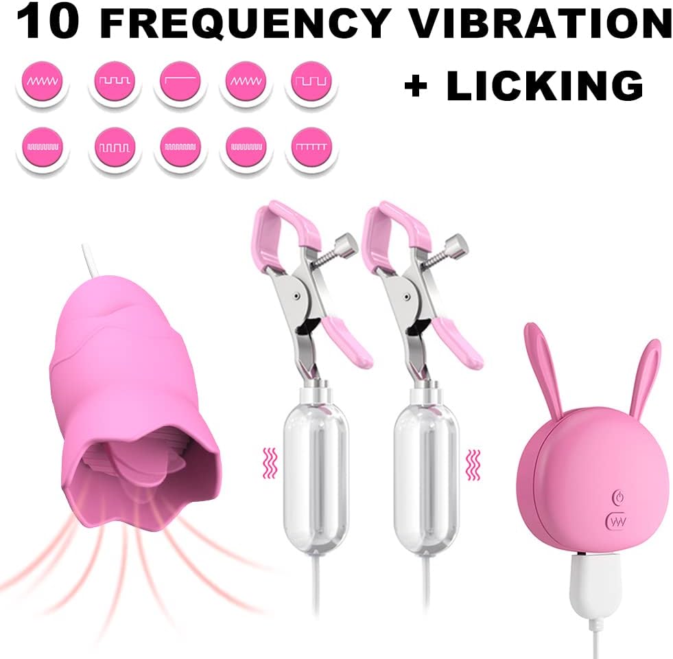 Spona na bradavky 2v1 Vibrátor klitorisu Stimulace bodu G Silikonové spony na bradavky s dvojitým motorem, 10 vibračních vzorů Erotické hračky SM Ženské sexuální hračky