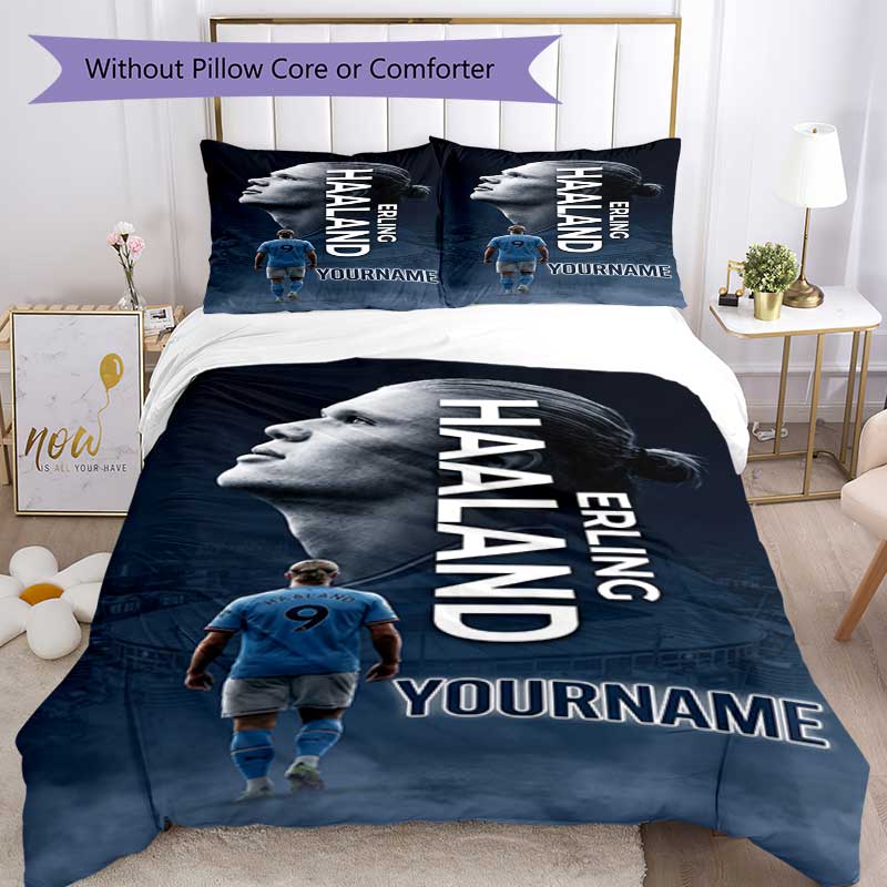 Haaland S Jersey Customize Your Name Bedding Set Breathable Duvet Cover with Pillowcases Home Decoration Birthday Gift