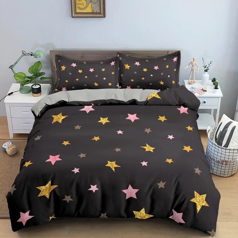 New Fashion Star Pattern Duvet Cover Colorful Stars Print Quilt Covers For Bedroom Single Twin Queen King Bedding Set Home Decor