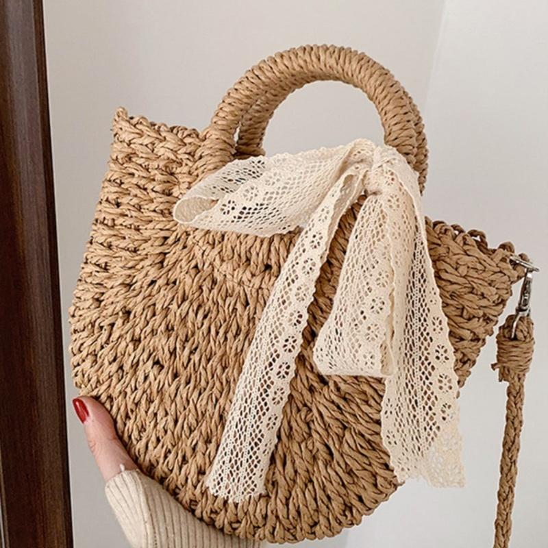 Borsa a Tracolla Intrecciata in Paglia con Decorazione a Margherita, Piccola Portamonete Borsa a Mano Fatta a Mano, Borsa Estiva Bohemia, Borsa da Spiaggia Accattivante Estiva, Borsa da Spiaggia Estiva in Paglia