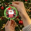 Cute Santa Claus Ho Ho Ho Wreath Design Acrylic Christmas Tree Ornament Festive Holiday Hanging Decor Xmas Tree Decoration New Year Party Gift