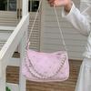 Korejský styl kapesní taška módní nová perlová řetízková taška sladká a roztomilá zipová axilární taška pro ženy pevná crossbody taška přes rameno