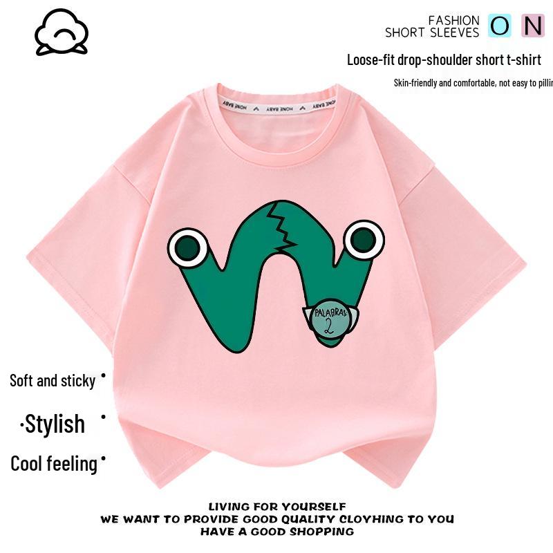 Alphabet Lore Kids Short Sleeve T-Shirt Letter W Summer Top 110 cm розовый