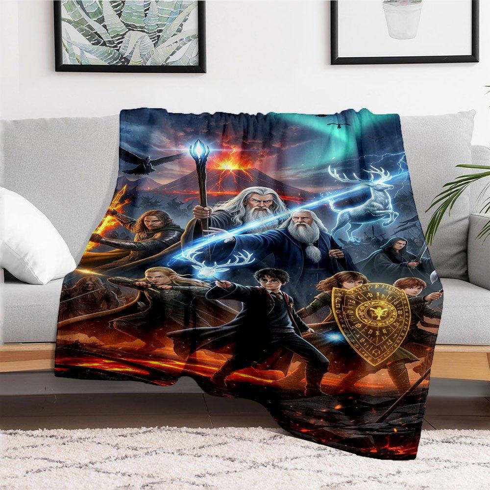 Fantasy Heroes: Epic Adventure Poster PrintBlanket Flannel Throw Blanket for Sofa, Bed, Travel, Camping, Office, Couch, Chair