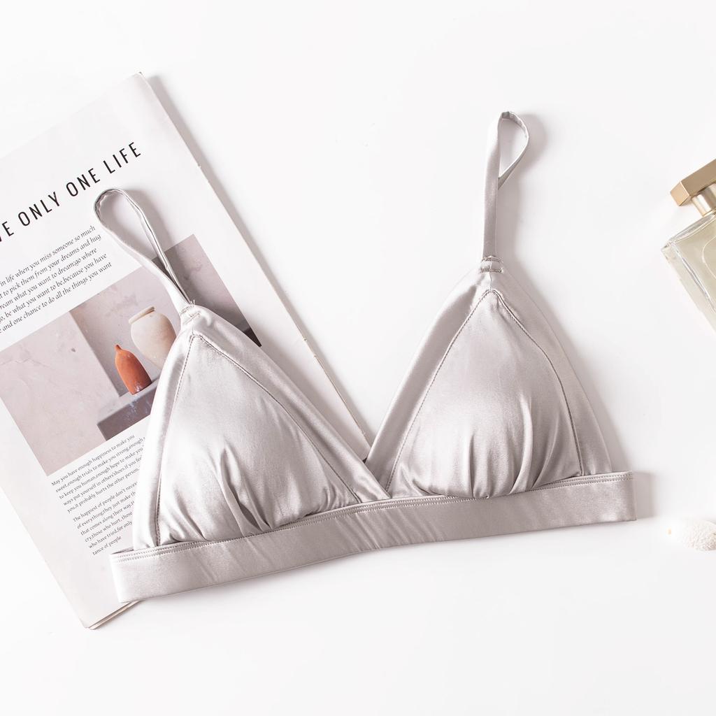 Triangle cup bra, skin-friendly and comfortable mulberry silk, no steel ring smooth surface