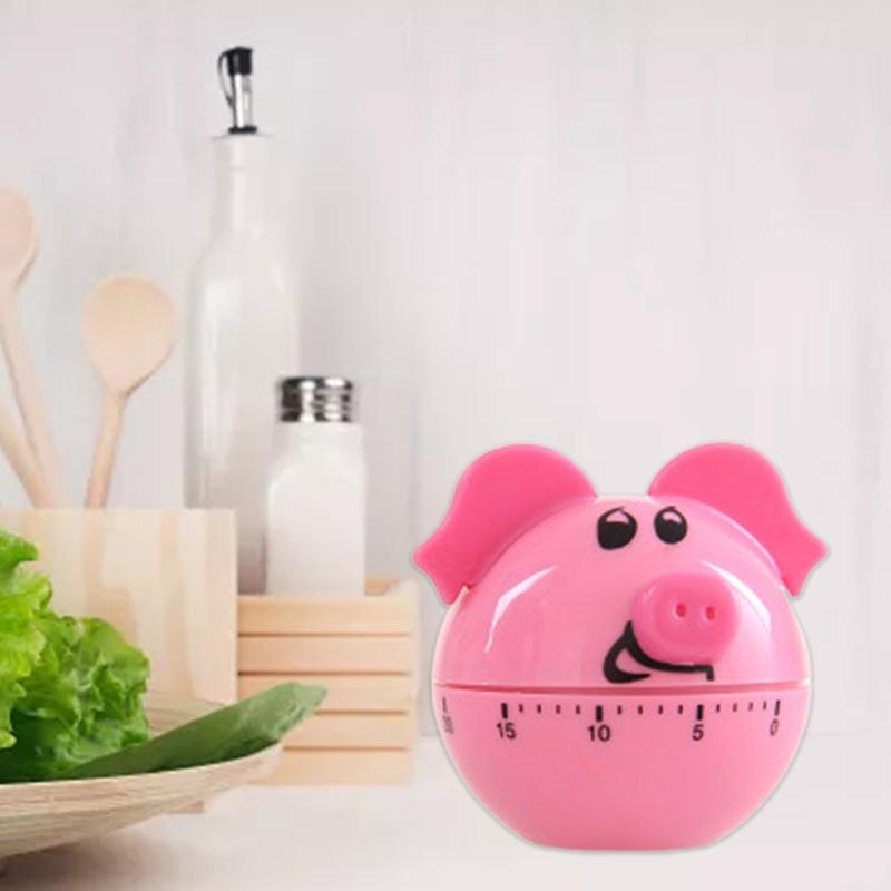 Niedliche Schweinchenform Küchen-Mechanischer Timer Kinder für Zeitmanagement-Erinnerung Neuheit Manueller Kochtimer 60 Minuten Countdo