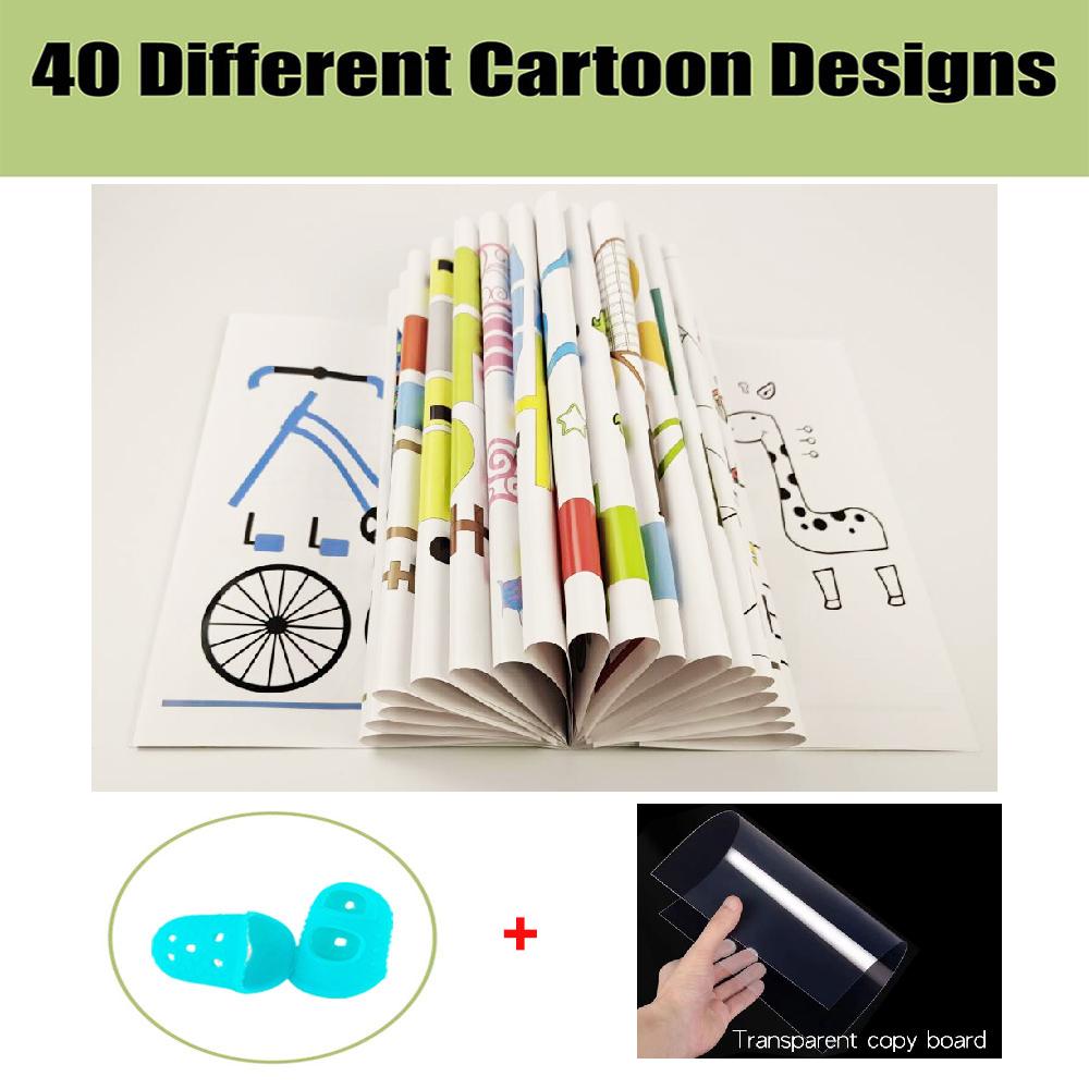 Drawing Book for 3D Printing Pen Reusable Colorful 40 8 Patterns Thick Paper Clear Plate Painting Template for 3D Pen Kid Gifts