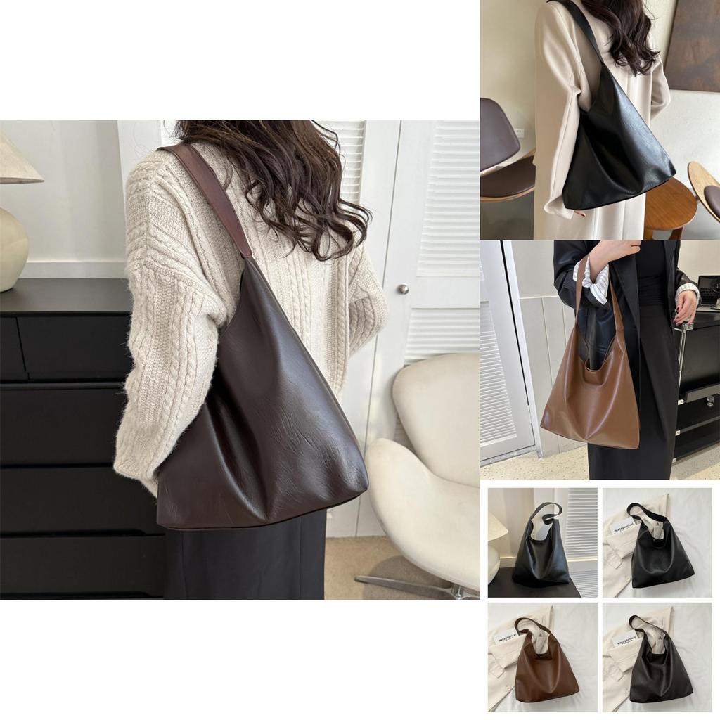 Stylish Pu Tote Bag For Women In Black And Brown Perfect For Casual Commuting