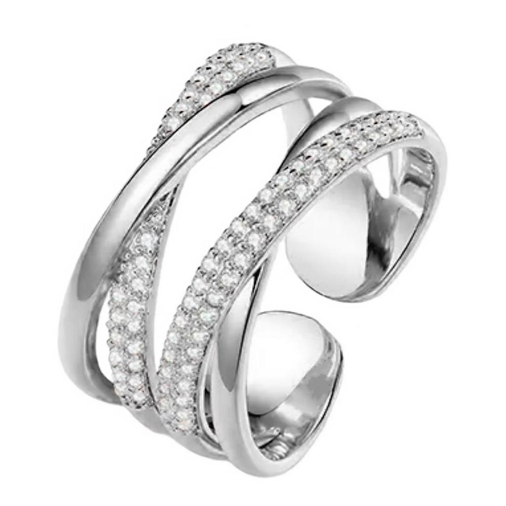 20mm Gold Sliver Color Paved Diamond Cuff Rings For Women Layered Figure Accessory