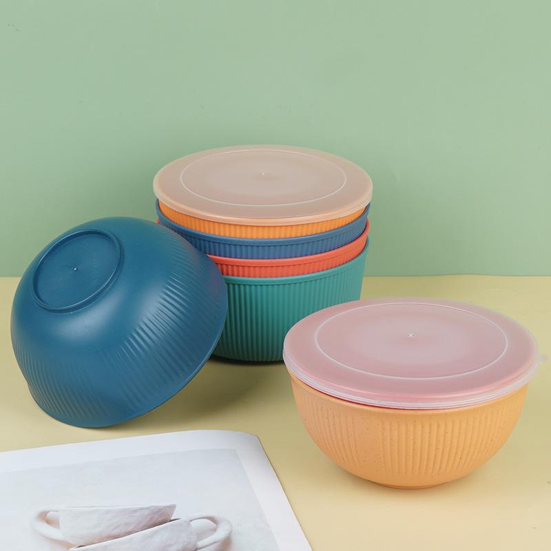 Vertical-Stripe Creative Homeware High-Capacity Stylish Food Storage Bowl