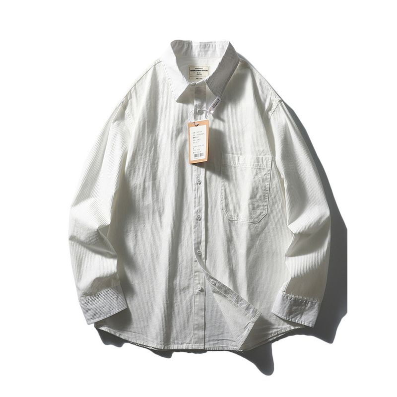 American Vintage Cotton Casual Stripe Long Sleeve Shirts Men's 2024 New Spring and Autumn Outerwear Foreign Trade Men's Shirt