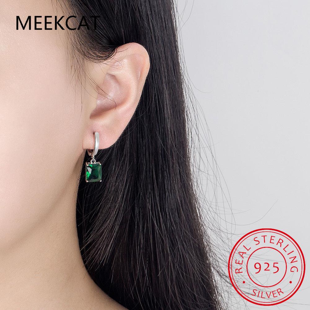 Celkem 2,5ct Smaragdový výbrus Přírodní nebesky modrý topas Visací náušnice 925 stříbro pro ženy Drahokam Jemné šperky Brinco