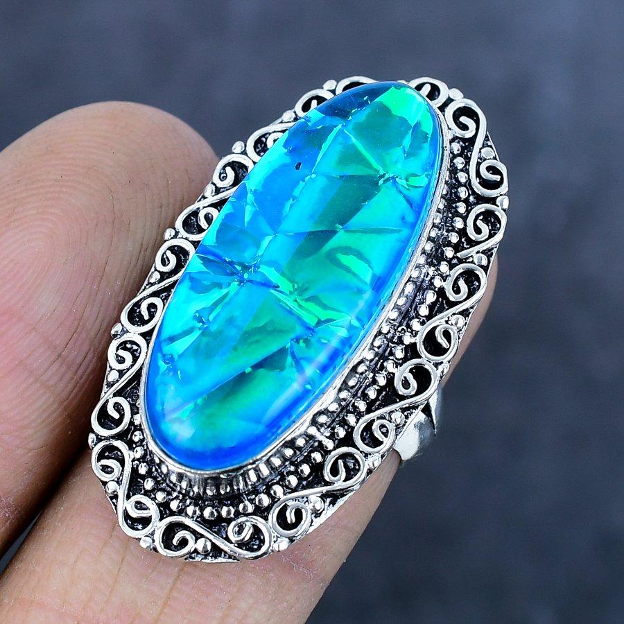 Natürlicher Blauer Triplett Opal Edelstein 925 Sterlingsilber Schmuck Ring Größe 7 k2p79