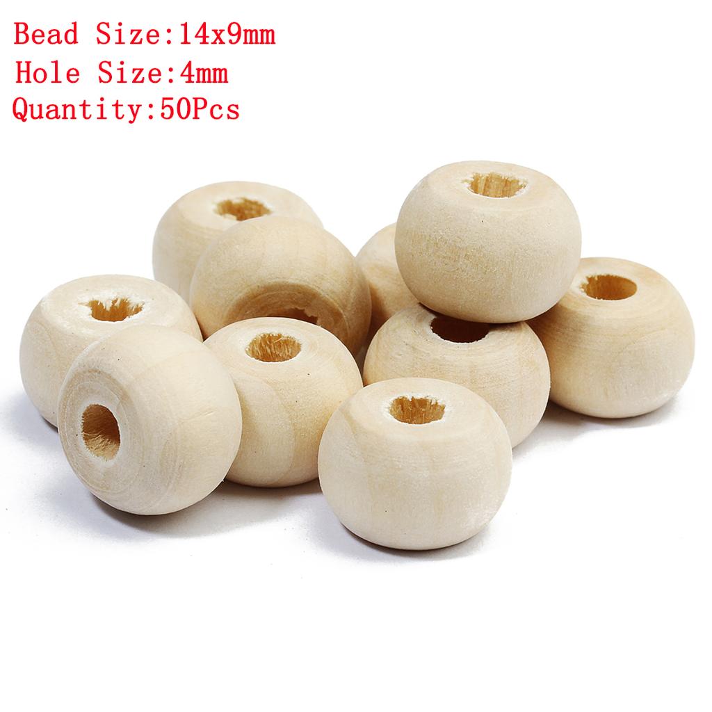 Natural Round Wood Beads Oval Loose Spacer Rosary Bead Large Hole Jewelry Bracelets Diy Unsex Charm Wholesale Supplies