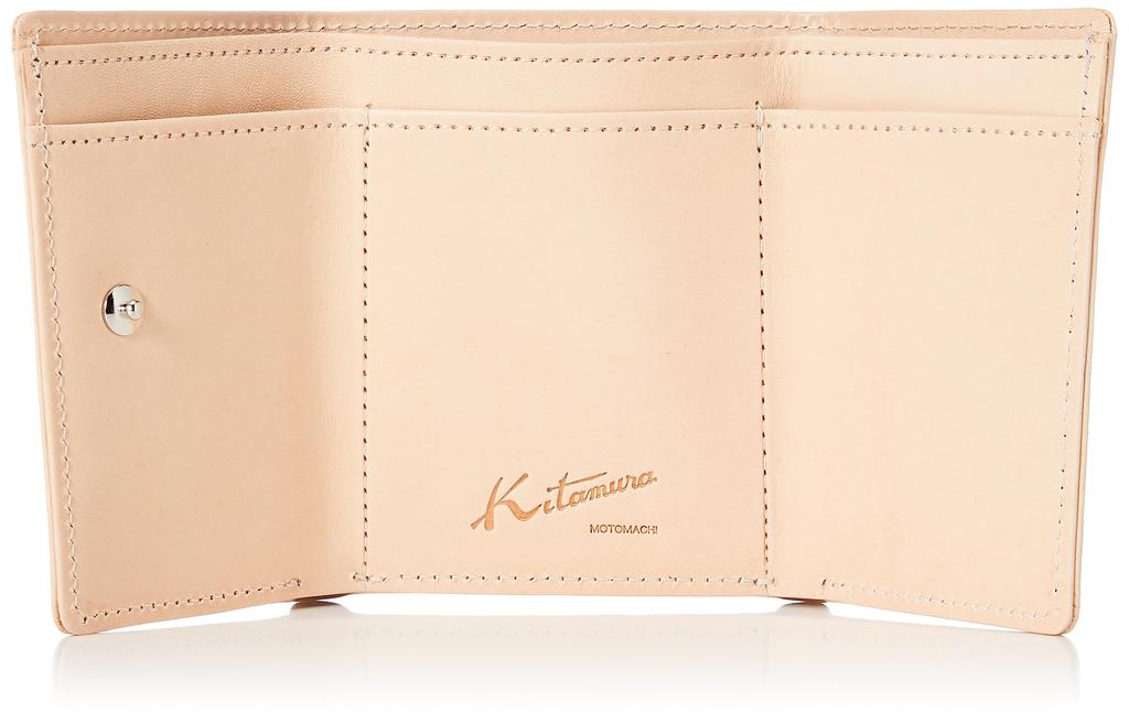 White Tanned Leather Long Wallet Trifold Wallet PH0755 Beige 50501 [Kitamura] (Billfold) Men's