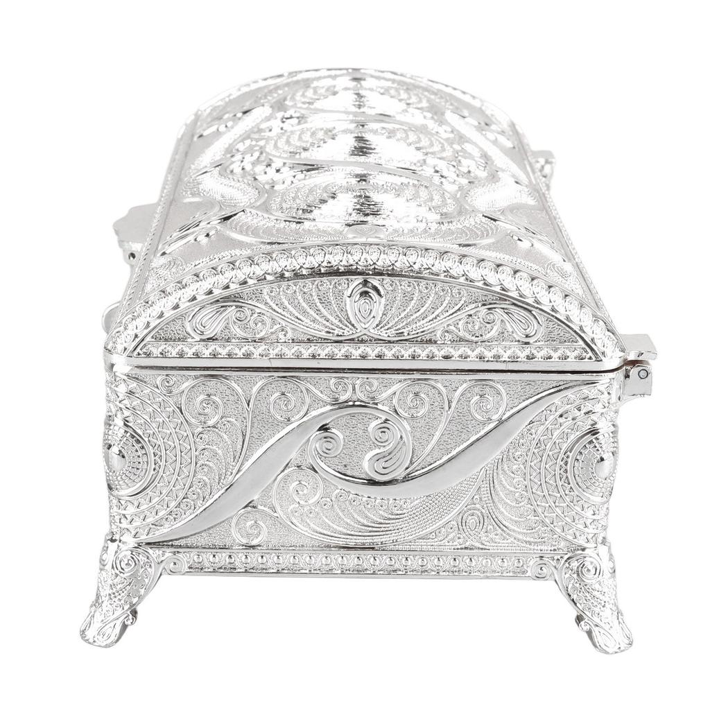 Vintage Jewelry Box Elegant Colorfast Alloy Rustproof Soft Lining Trinket Storage Box for Family Decor