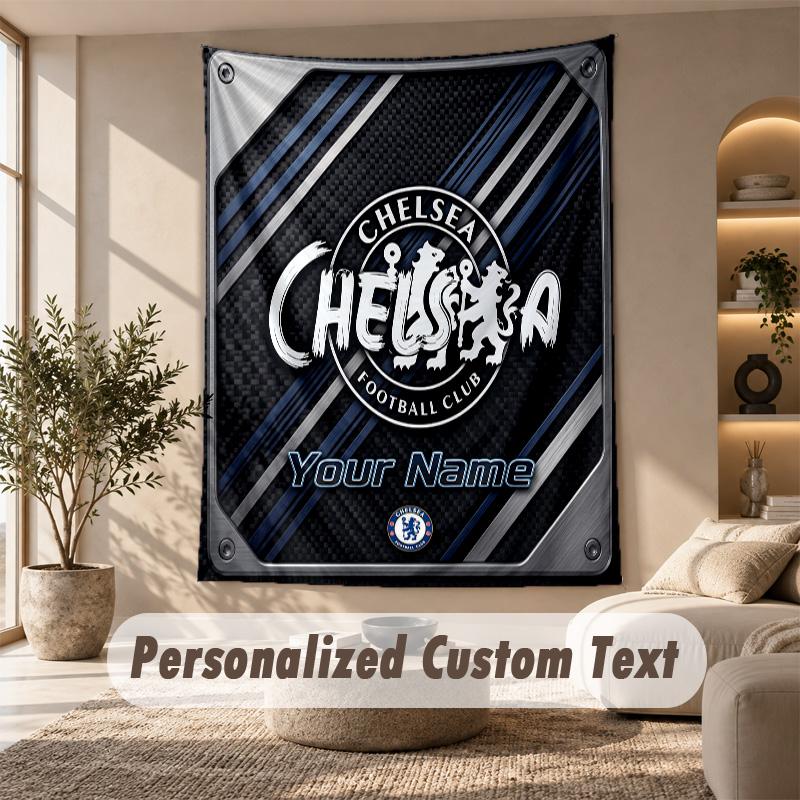 Wandteppich Benutzerdefinierter Name Text, Wandbehang Teppich Heimzimmer DekorChelsea FC