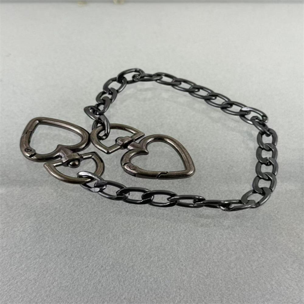 

Korea Style Metal Purse Strap Extender Chain Replacement Heart Shape Handbags Strap Lengthen Decorative Charm Attachment Clutch чёрный