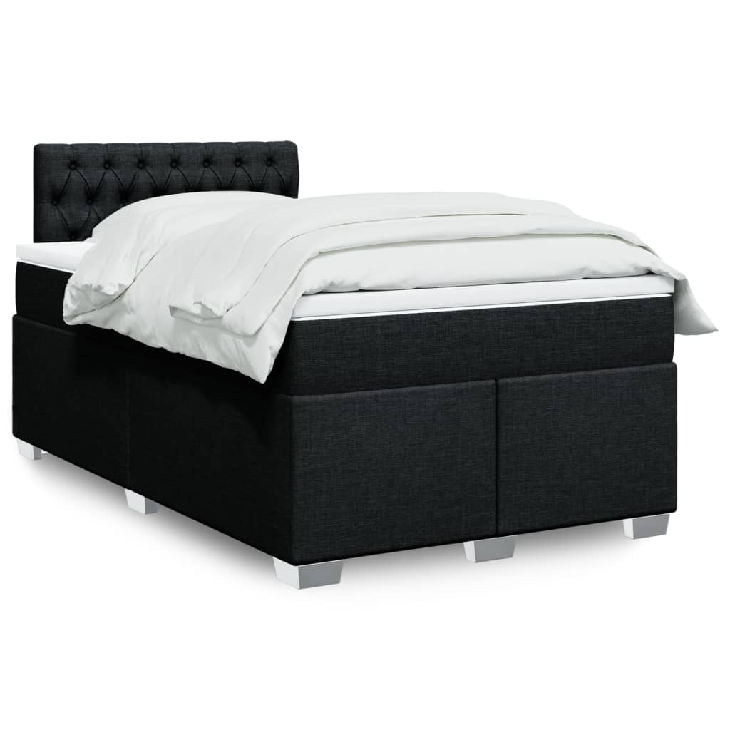 Box Spring Bed with Mattress Black 120 x 190 cm Fabric