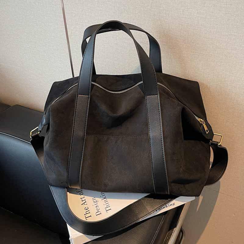 Retro Suede Handheld Big Bag Women's 2025 New High-end Large-capacity Tote Bag Commuter Shoulder Messenger Bag