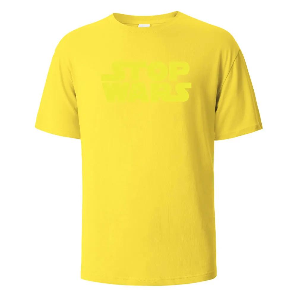 Stop Wars Printing‘s T-shirt Street Casual Breathable Tees 100% Cotton Funny Tops Street Oversized T-Shirts For Women