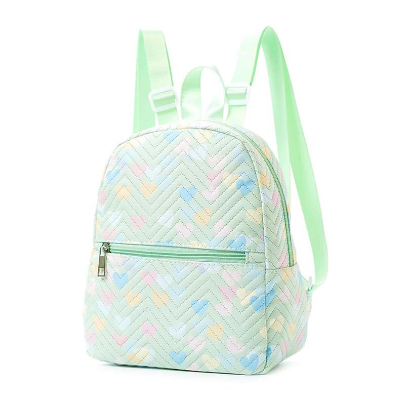 Womens Fashion Heart Print Nylon Backpack With Waterproof Design For Daily Use
