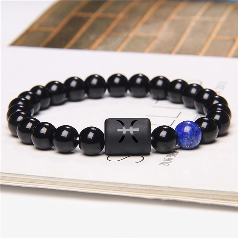 Natural Stone Beaded Bracelet 12 Constellation Couple Bracelet For Women Men High-Quality Elastic Rope Bracelet Jewelry Gifts