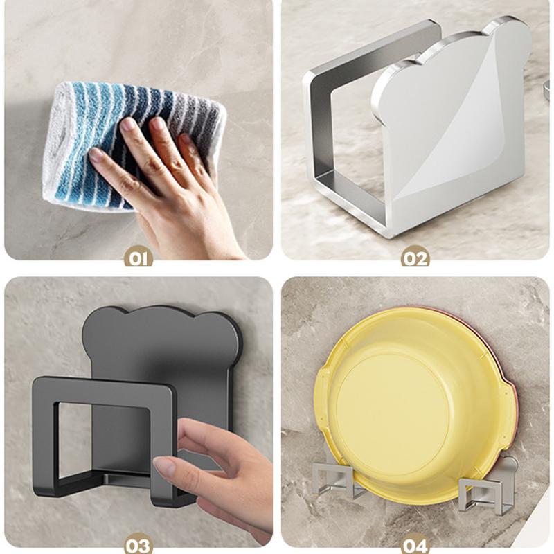 Stainless Steel Sink Drainer Rack Kitchen Sink Sponge Holders Wall Self Adhesive Hook Storage Holder Kitchen Wire Rag Organizer