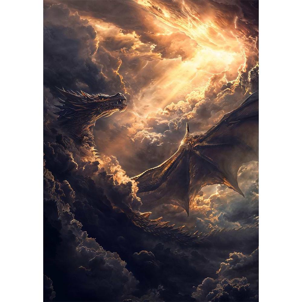 Das Erwachen des mythischen Drachen Diamantmalerei 5D DIY Kunstmuster Druck-Kit Puzzle Leinwand Mosaik-Stickerei Heimdekoration