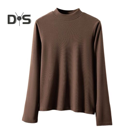 

Женские нижние топы DE Velvet Self-Heating Thermal Top Half High Gate Long Sleeve Slim Fit Base Layer Shirt L кофейный