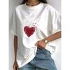 European Size Women's Short Sleeve T-shirt, Five Colors. Red Broken Heart Graphic Tee Summer New Romantic Hearts Print Top