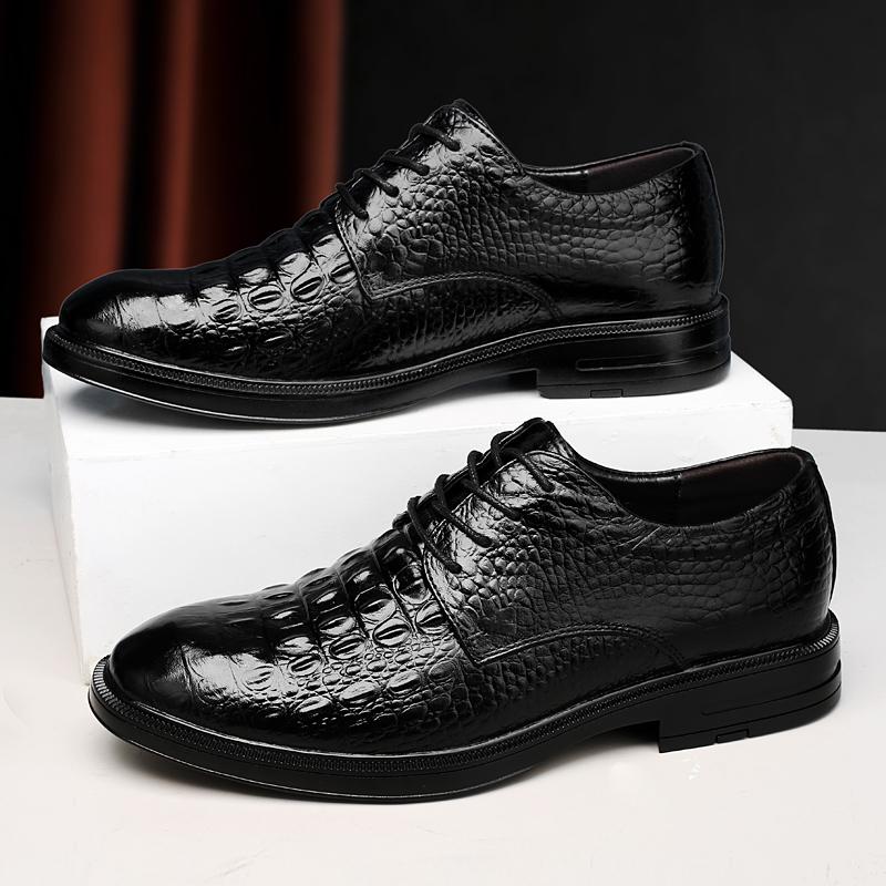 Luxusní značka Pánské Oxfordské boty Pravá kůže Ležérní boty Krokodýlí vzor Šněrovací Formální společenská obuv Venkovní Obchodní obuv