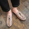New Men's Snakeskin Pattern Half Slippers Driving Shoes Male Casual Mules Moccasins Breathable Loafers Zapatos Hombre
