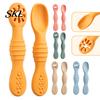 Soft Silicone Spoons for Babies 2Pcs Baby Spoon, Toddler Training Spoon Puree Fruit Puree, Non Slip Set Non-Slip Handle Infant Feeding Self