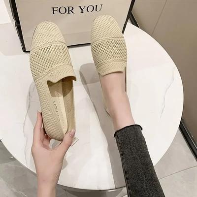 Nuova Scarpa Singola da Donna a Fondo Piatto Lavorata a Maglia Scarpe Singole alla Moda e Leggere per Donne Scarpe da Donna Traspiranti 2024