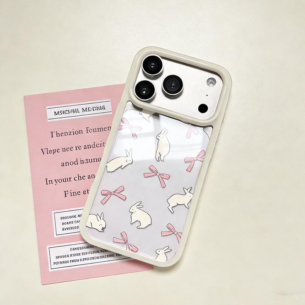 Korean Bowknot Rabbit Spring iPhone 15/17Promax Case with Full Coverage Drop Protection