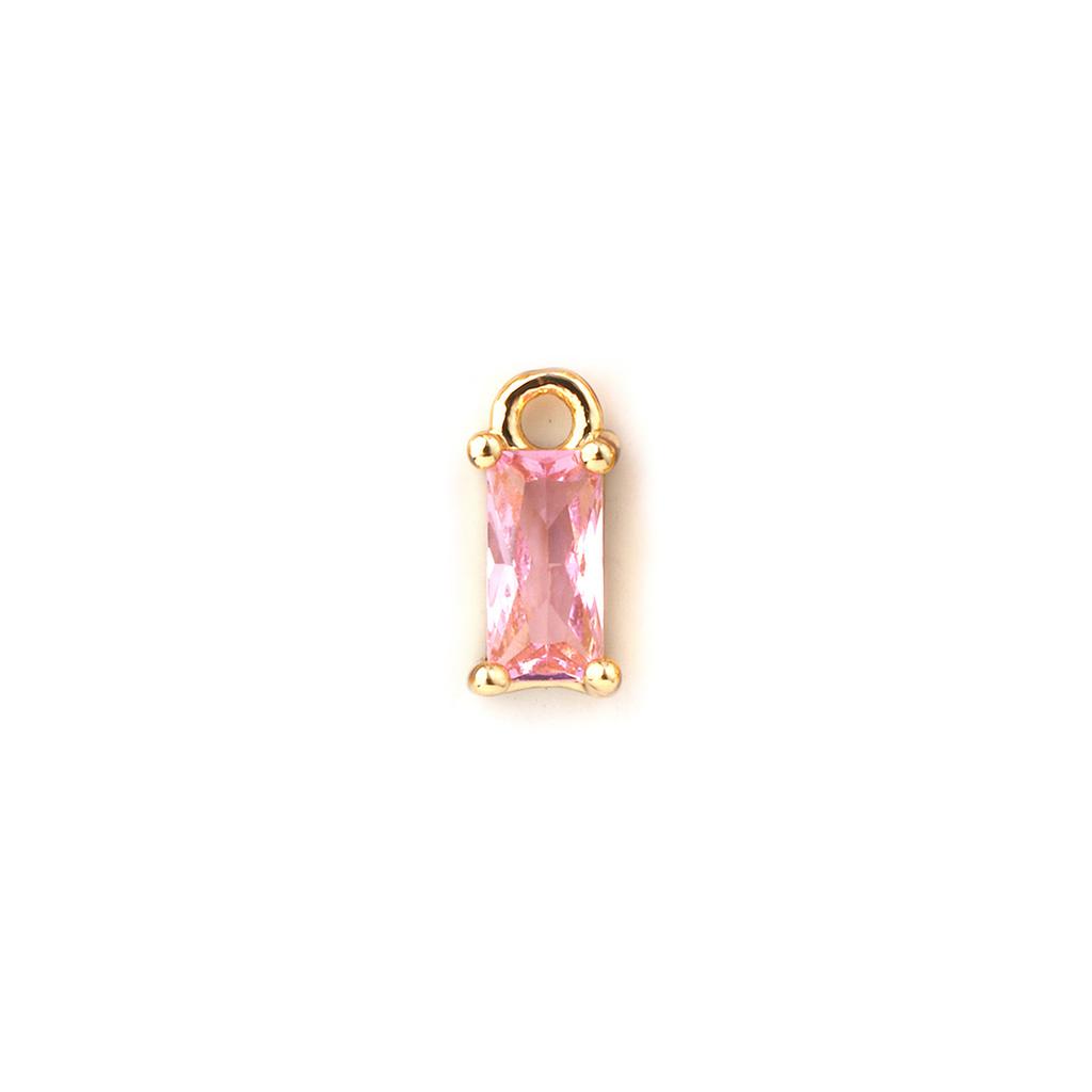 5 PCs Brass & Cubic Zirconia Birthstone Charms 18K Gold Plated Rectangle Mini Pendants For DIY Necklace Bracelet Making 9mm x4mm